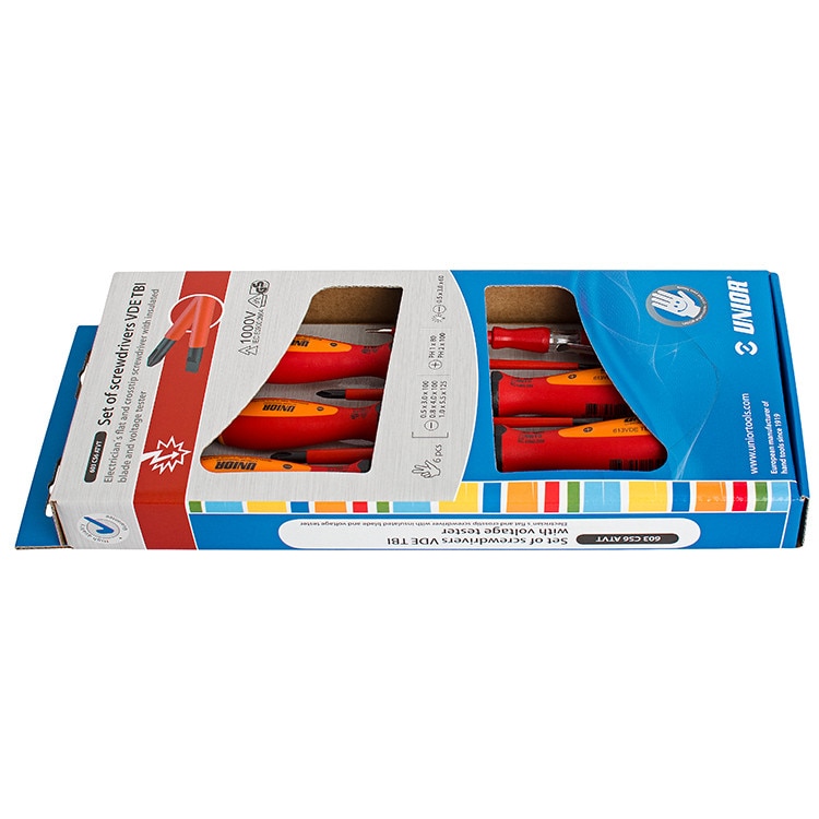 Set de surubelnite VDE TBI izolate cu profil TX, marca Unior compus din 6 piese