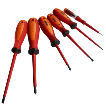 Set compus din 6 surubelnite VDE TBI, marca Unior cu tester de tensiune Set compus din 6 surubelnite VDE TBI, marca Unior cu tester de tensiune