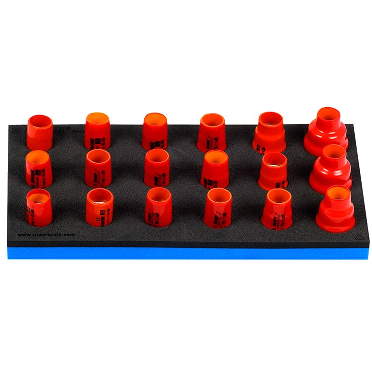 Set de capete chei tubulare izolate la 1000 V in modul SOS, marca Unior compus din 18 piese