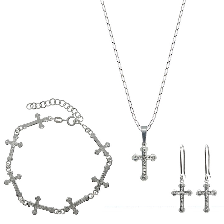 Set lantisor bratara cercei argint Cruciulita 41831075 Dras