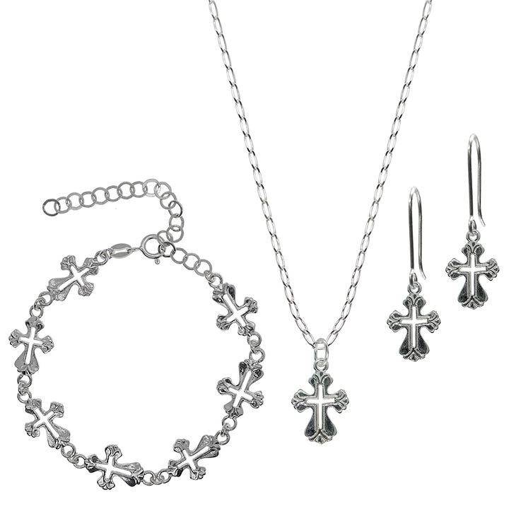 Cruciulita ezüst karkötő fülbevaló lánc készlet 44881020 Dras