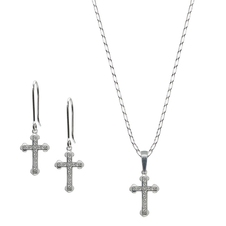 Set lantisor cercei argint Cruciulita 4183565 Dras