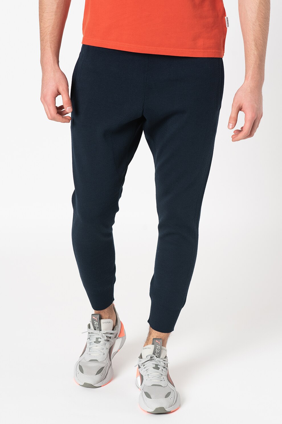 Napapijri, Pantaloni sport crop din amestec de lana, Bleumarin