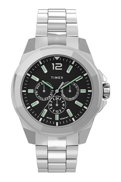 Timex, Мултифункционален часовник Essex Avenue от инокс, 44 MM, Сребрист