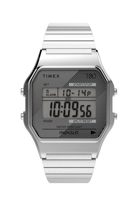 Timex, Унисекс цифров часовник T80 - 34 мм, Сребрист