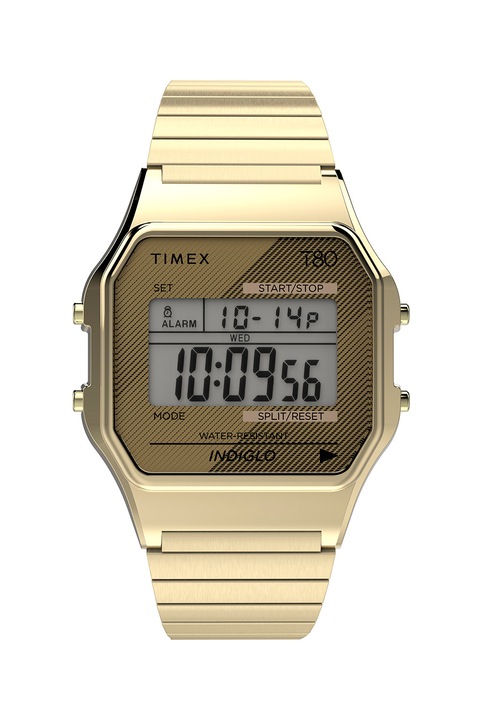 Timex, Ceas unisex de otel inoxidabil T80, 34 MM, Auriu deschis