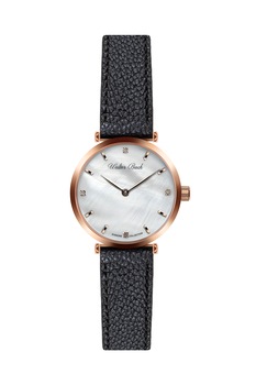 Walter Bach, Ceas cu o curea de piele decorat cu 4 diamante, Negru/Auriu rose Walter Bach, Ceas cu o curea de piele decorat cu 4 diamante, Negru/Auriu rose