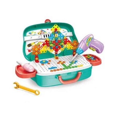 Set scule pentru copii cu bormasina electrica, Multicolor, + 3 ani, 41x 23.5x26.5 cm