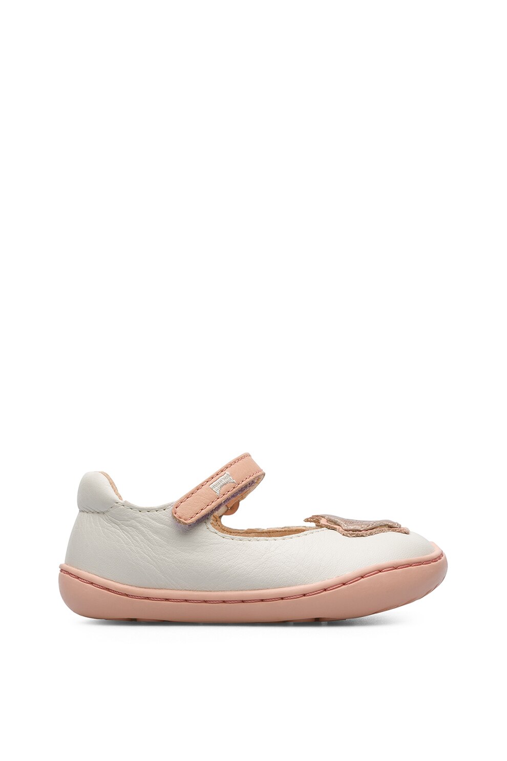 Camper, Pantofi Mary Jane din piele cu tematica marina, Alb prafuit/Roz piersica