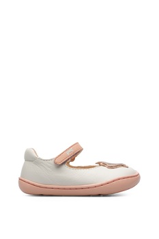 Camper, Pantofi Mary Jane din piele cu tematica marina, Alb prafuit/Roz piersica Camper, Pantofi Mary Jane din piele cu tematica marina, Alb prafuit/Roz piersica