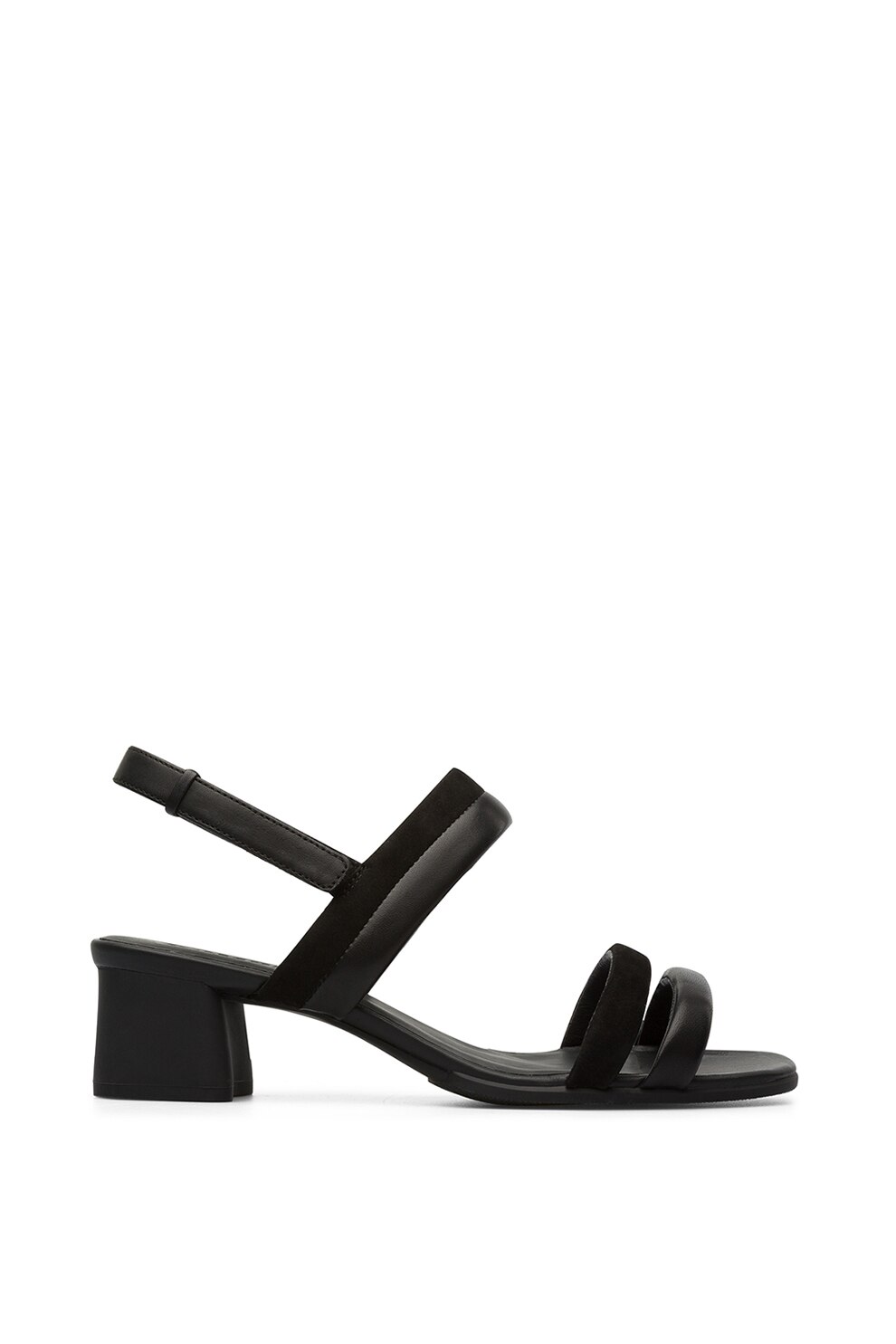 Camper, Sandale de piele cu piele intoarsa cu toc masiv Katie