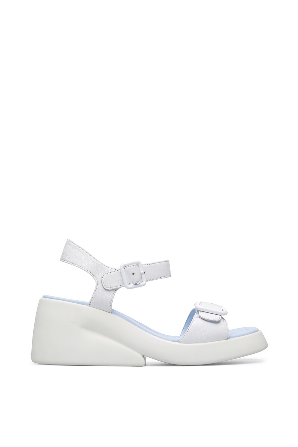 Camper, Sandale wedge de piele, Alb optic, 37