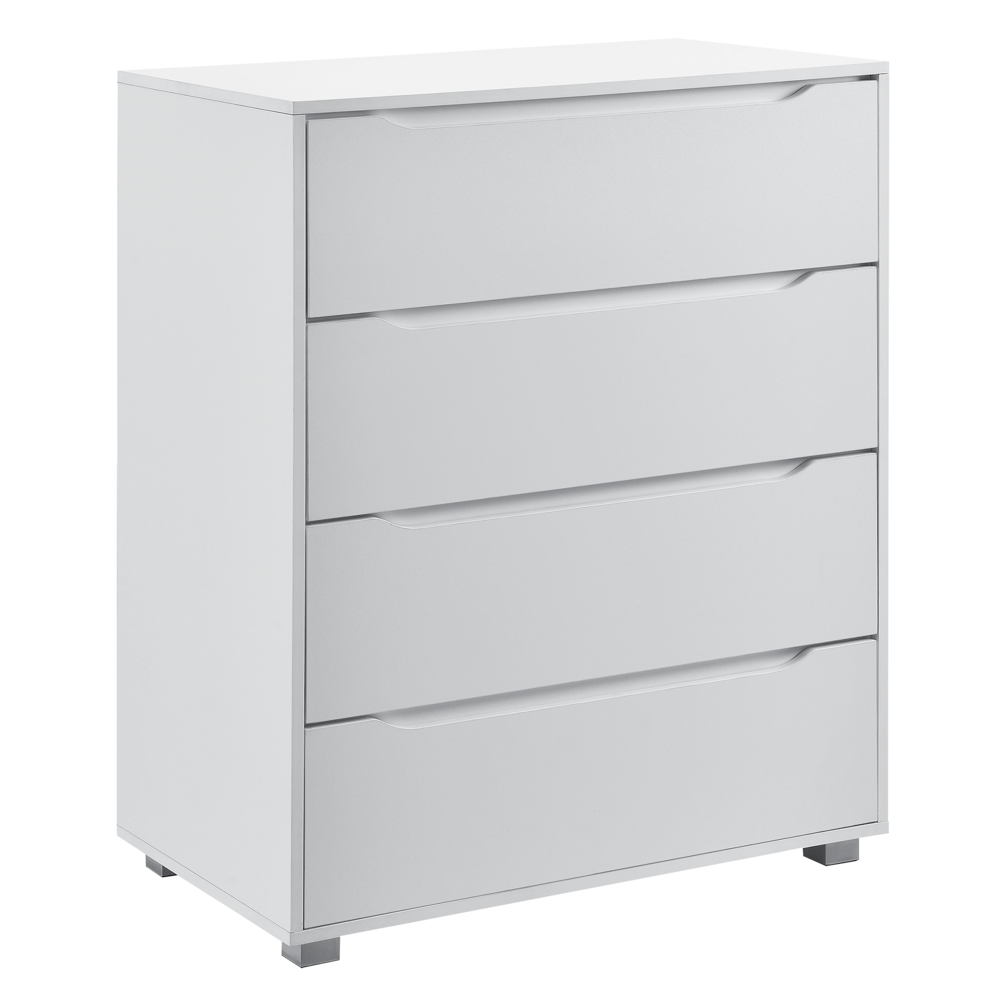 Comoda Hallefors W1,en.casa,101,5 x 80 x 48 cm, PAL/ invelis melamina, alb cu 4 sertare