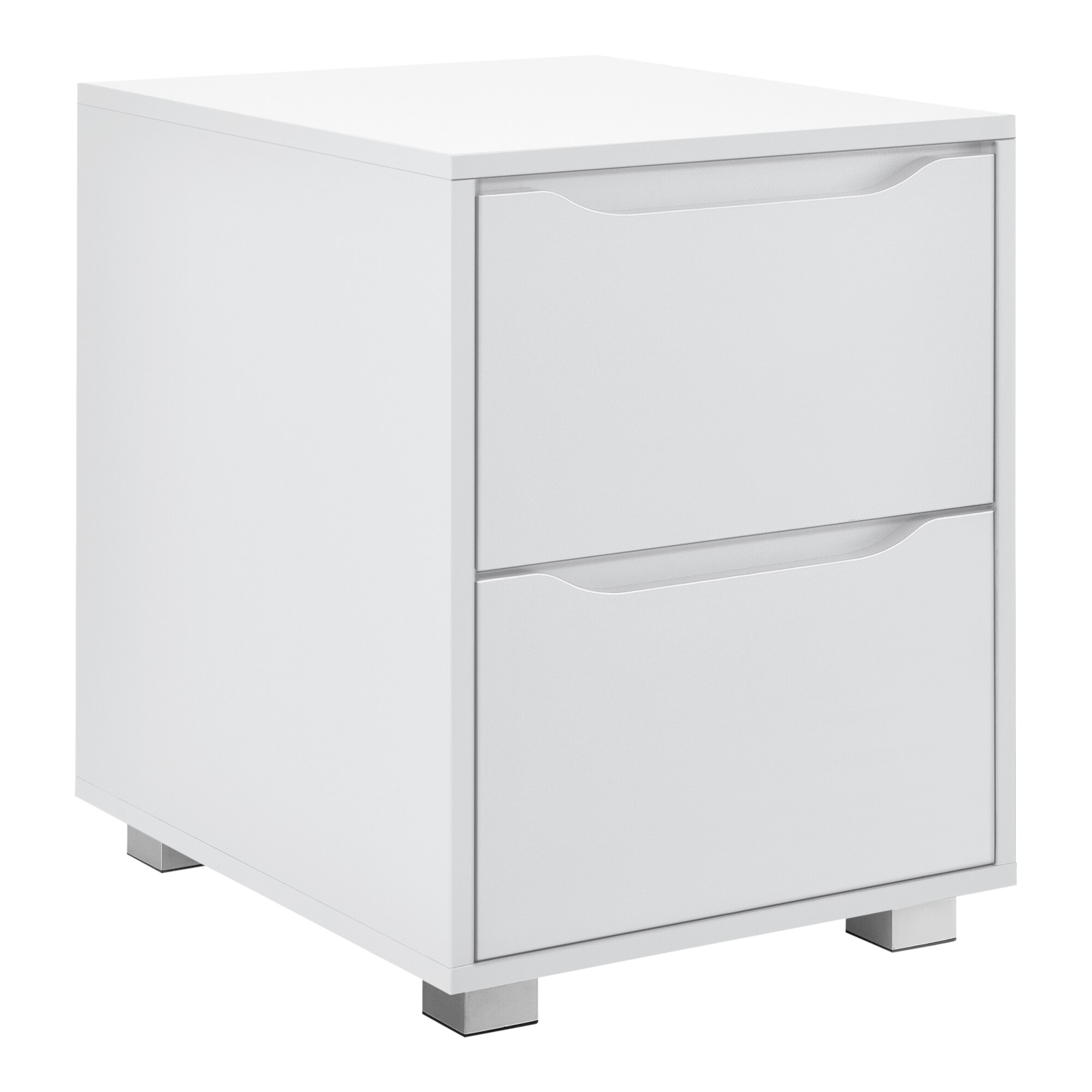 Noptiera Hallefors W, en.casa, 53,5 x 40 x 48 cm, PAL/invelis melamina, alb cu 2 sertare