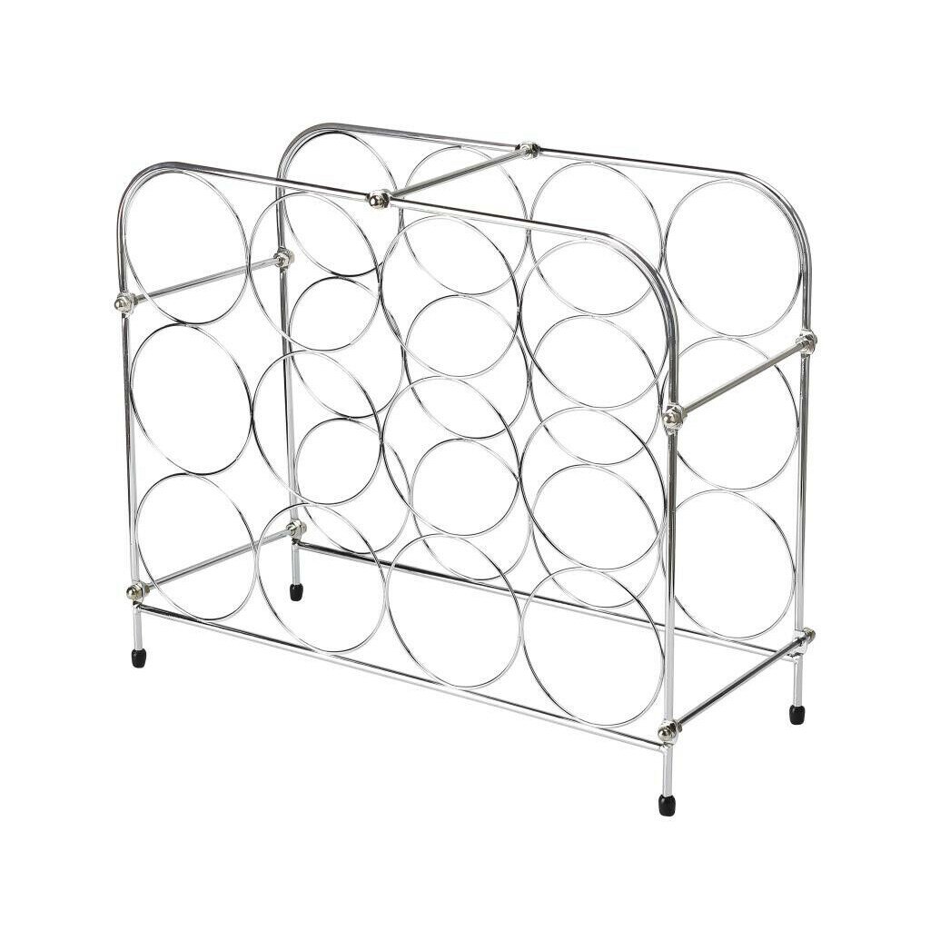Suport metalic pentru 12 sticle de vin, argintiu, 7308