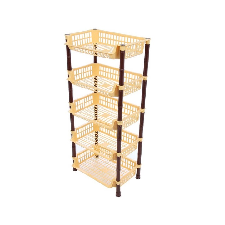 Etajera cu 5 Rafturi STERK, 88x41x29 cm, Dreptunghiulara, Galbena