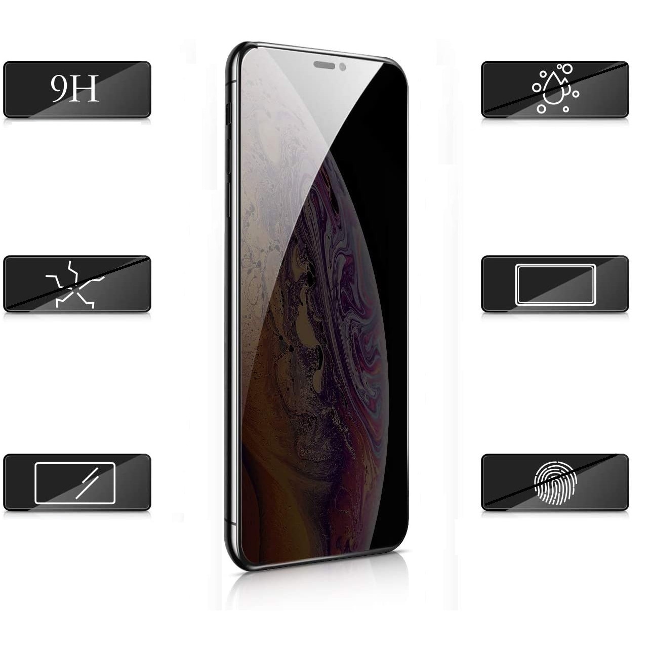 Folie protectie Privacy Premium pentru iPhone 12/12 Pro, Full Cover Black 6D, Full Glue, Sticla securizata