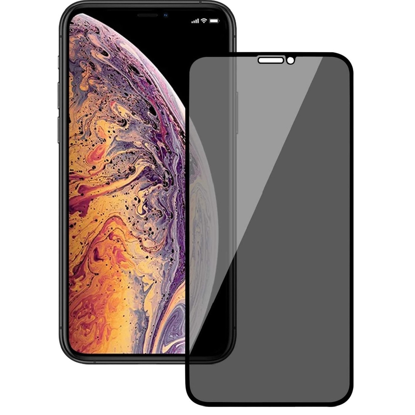 Folie protectie Privacy Premium pentru iPhone 12/12 Pro, Full Cover Black 6D, Full Glue, Sticla securizata