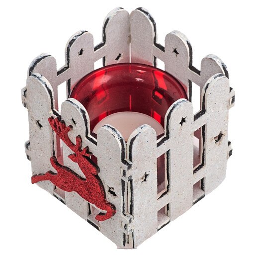 Decoratiune Craciun, Kingaroma, Suport lumanare, Alb