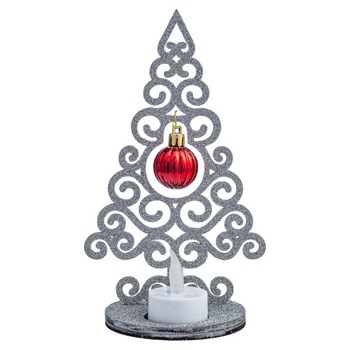 Decoratiune Craciun, Kingaroma, Bradut glob mic cu lumanare, Argintiu Decoratiune Craciun, Kingaroma, Bradut glob mic cu lumanare, Argintiu