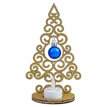 Decoratiune Craciun, Kingaroma, Bradut glob mic cu lumanare, Auriu Decoratiune Craciun, Kingaroma, Bradut glob mic cu lumanare, Auriu