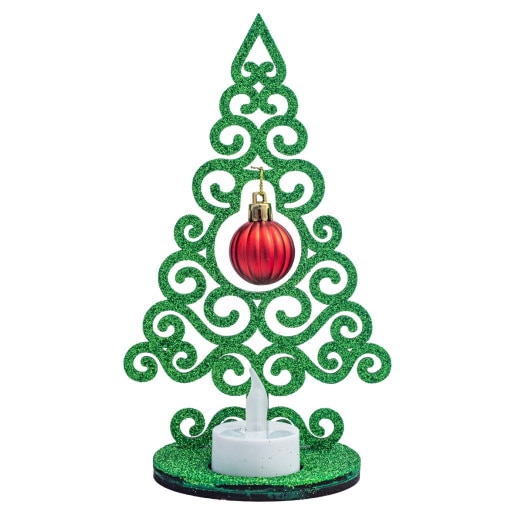 Decoratiune Craciun, Kingaroma, Bradut glob mic cu lumanare, Verde