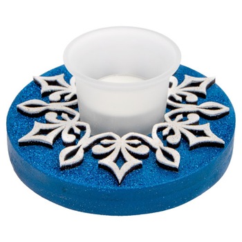 Decoratiune Craciun, Kingaroma, Suport lumanare fulg, Albastru Decoratiune Craciun, Kingaroma, Suport lumanare fulg, Albastru