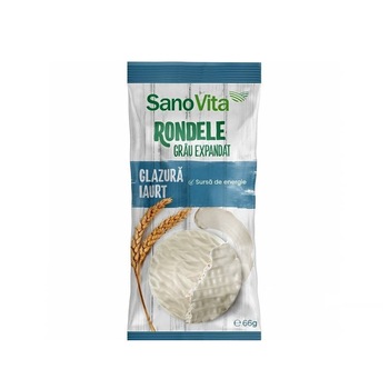 Rondele grau expandat cu glazura de iaurt, 66 g, Sano Vita Rondele grau expandat cu glazura de iaurt, 66 g, Sano Vita