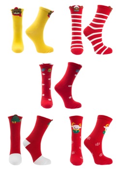 Set 5 sosete, multicolor, 95%bumbac 5% elastan, marime 36-41, motive de Craciun - SCR313 Set 5 sosete, multicolor, 95%bumbac 5% elastan, marime 36-41, motive de Craciun - SCR313