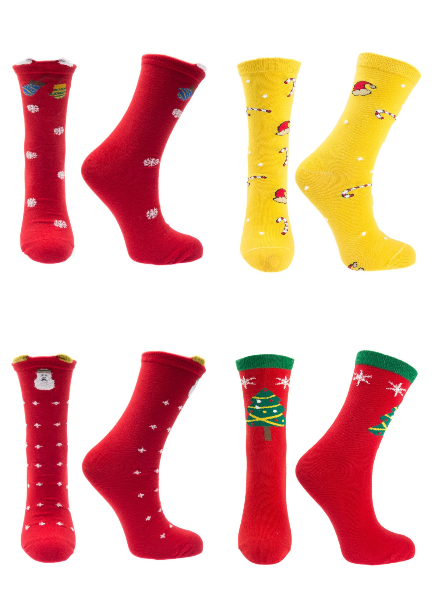 Set 4 sosete, multicolor, 95%bumbac 5% elastan, marime 36-41, motive de Craciun - SCR309