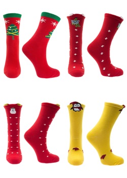 Set 4 sosete, multicolor, 95%bumbac 5% elastan, marime 36-41, motive de Craciun - SCR306 Set 4 sosete, multicolor, 95%bumbac 5% elastan, marime 36-41, motive de Craciun - SCR306
