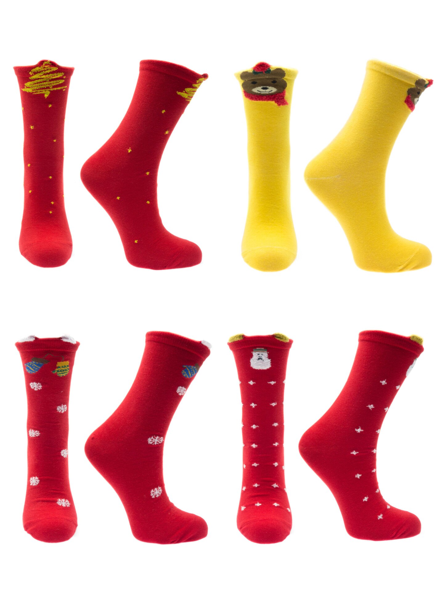 Set 4 sosete, multicolor, 95%bumbac 5% elastan, marime 36-41, motive de Craciun - SCR302