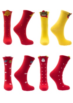 Set 4 sosete, multicolor, 95%bumbac 5% elastan, marime 36-41, motive de Craciun - SCR302 Set 4 sosete, multicolor, 95%bumbac 5% elastan, marime 36-41, motive de Craciun - SCR302