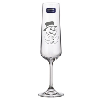 Set 2 Pahare de Sampanie Cristal Bohemia cu Om de Zapada 205 ml Set 2 Pahare de Sampanie Cristal Bohemia cu Om de Zapada 205 ml