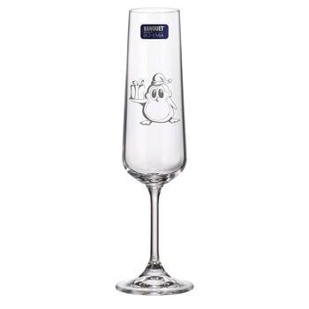 Set 2 Pahare de Sampanie Cristal Bohemia cu Pinguin de Craciun 205 ml Set 2 Pahare de Sampanie Cristal Bohemia cu Pinguin de Craciun 205 ml