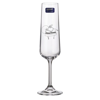 Set 2 Pahare de Sampanie Cristal Bohemia cu Mos Craciun Stilizat 205 ml Set 2 Pahare de Sampanie Cristal Bohemia cu Mos Craciun Stilizat 205 ml