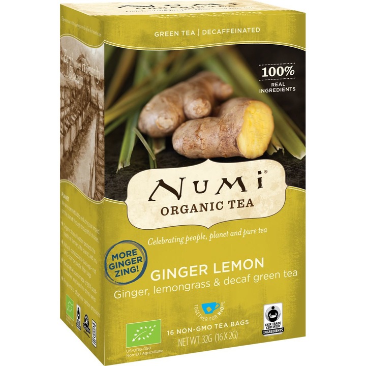 Органичен чай Numi, Decaf Ginger Lemon, 16 пак./кут.