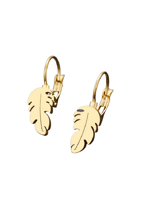 Set cercei dama, inox auriu gold model frunza