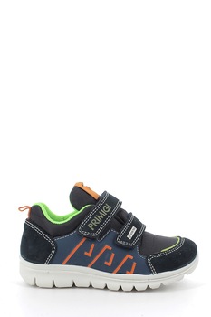 Primigi, Pantofi sport de piele intoarsa si material textil, cu velcro, Bleumarin inchis/Oranj, 32 EU Primigi, Pantofi sport de piele intoarsa si material textil, cu velcro, Bleumarin inchis/Oranj, 32 EU