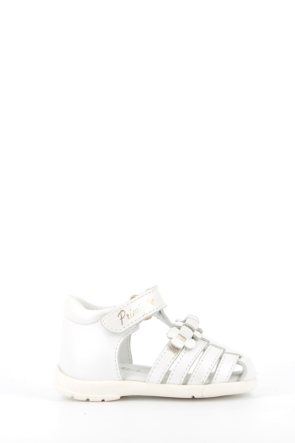 Primigi, Sandale fisherman de piele cu aplicatii florale, Alb, 25 EU