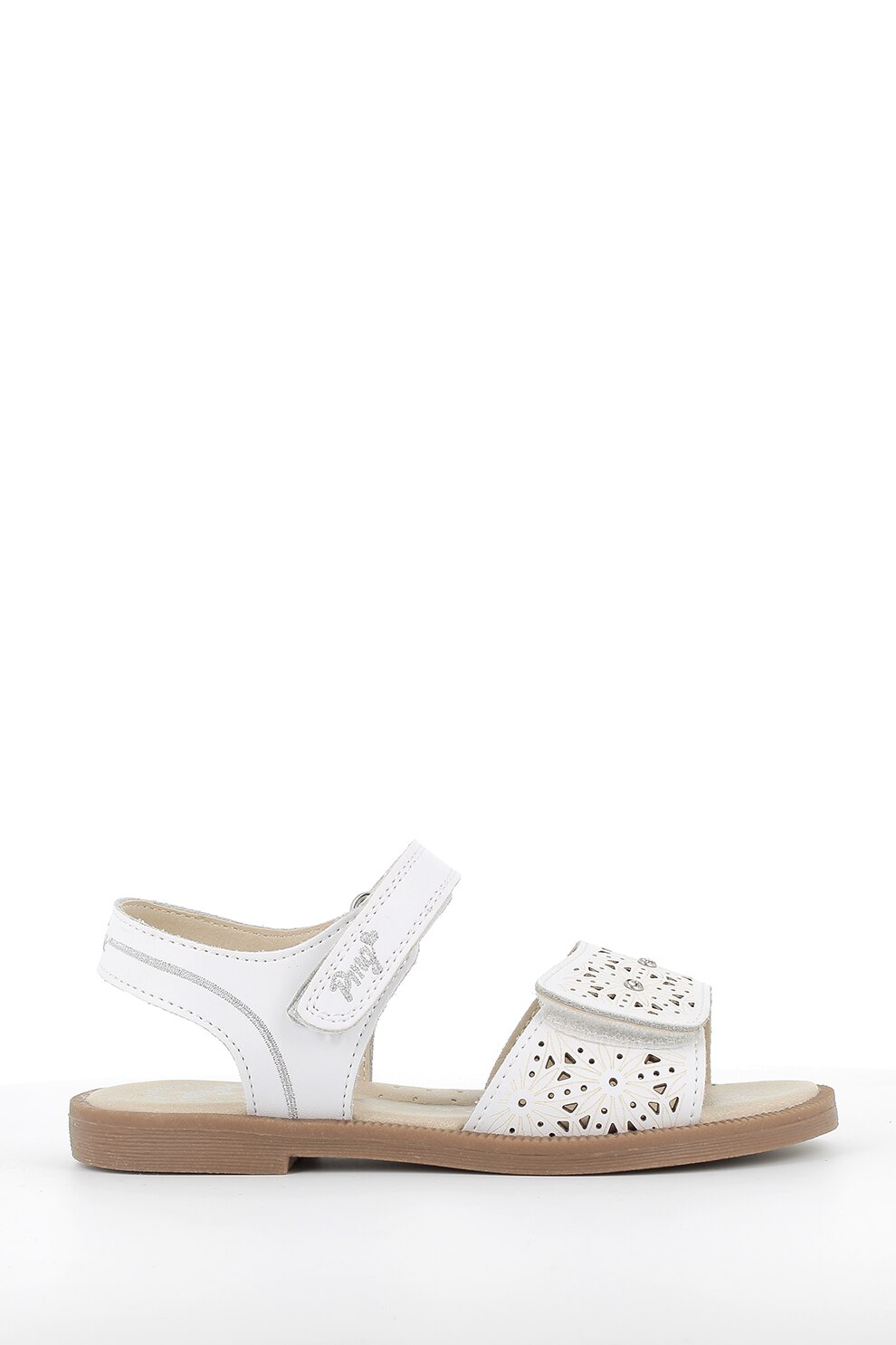 Primigi, Sandale de piele ecologica cu velcro, Alb, 25 EU