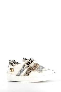 Primigi, Pantofi sport de piele cu garnituri de piele cu par scurt si velcro Primigi, Pantofi sport de piele cu garnituri de piele cu par scurt si velcro