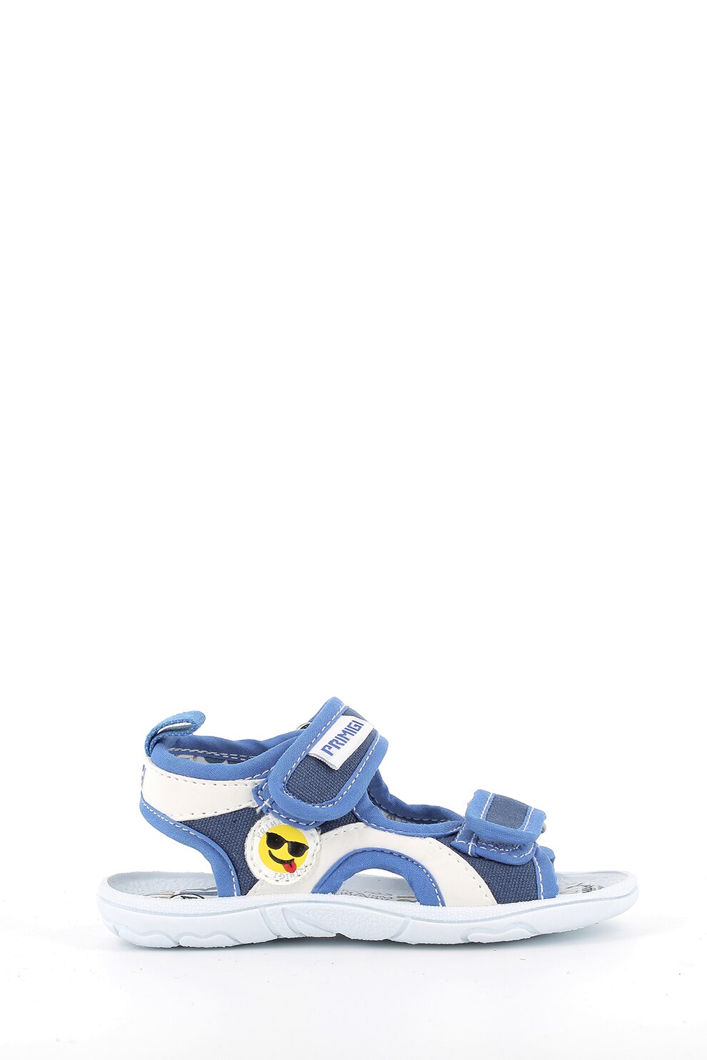 Primigi, Sandale de piele ecologica si material textil cu velcro, Bleumarin/Albastru lavanda, 20 EU