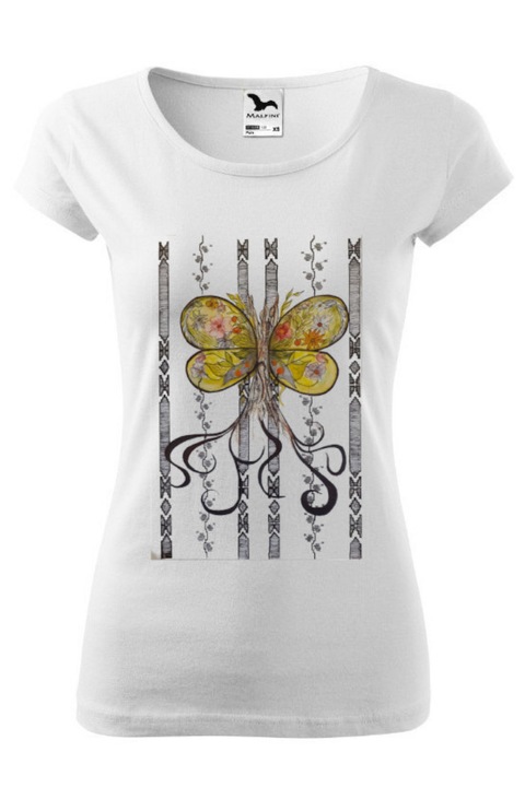 Tricou imprimat, ColourSense, model abstract 2, dama, bumbac, Alb