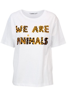 Tricou, Desigual 18WWTK46, Alb/Galben, 38-40 Tricou, Desigual 18WWTK46, Alb/Galben, 38-40