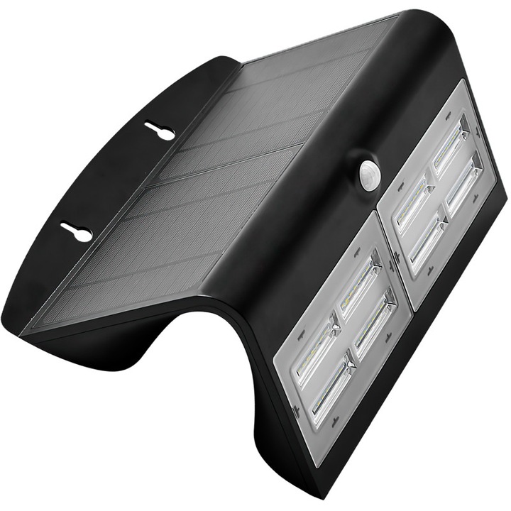 CIL de perete LED, panou fotovoltaic, detector miscare, negru 7W