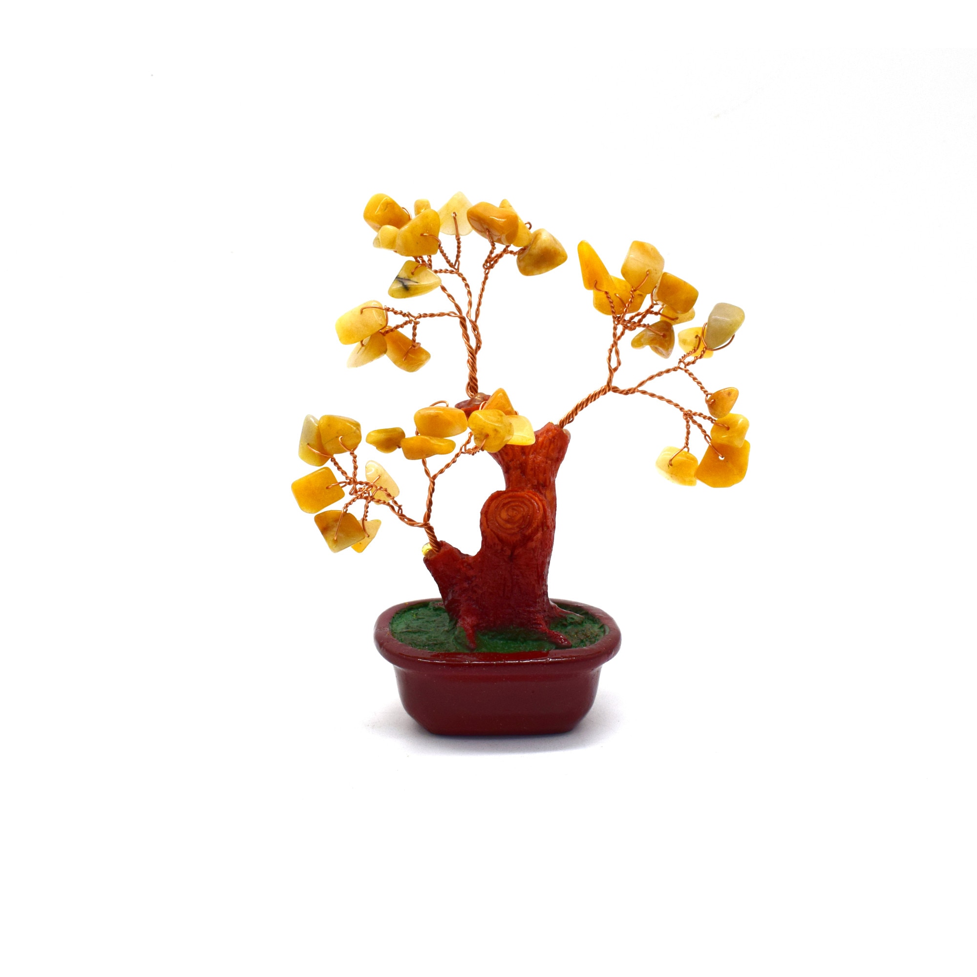 Copacel Feng Shui cu pietre semipretioase, Naimeed D3011, inaltime 13 cm, culoare Galben