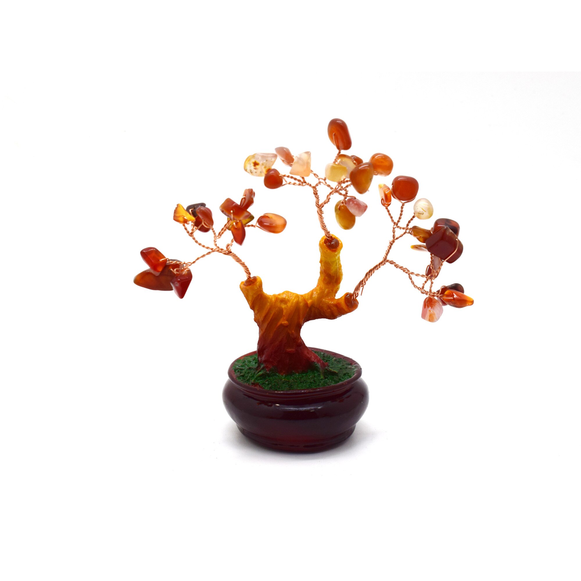 Copacel Feng Shui cu pietre semipretioase, Naimeed D3011, inaltime 13 cm, culoare Maro