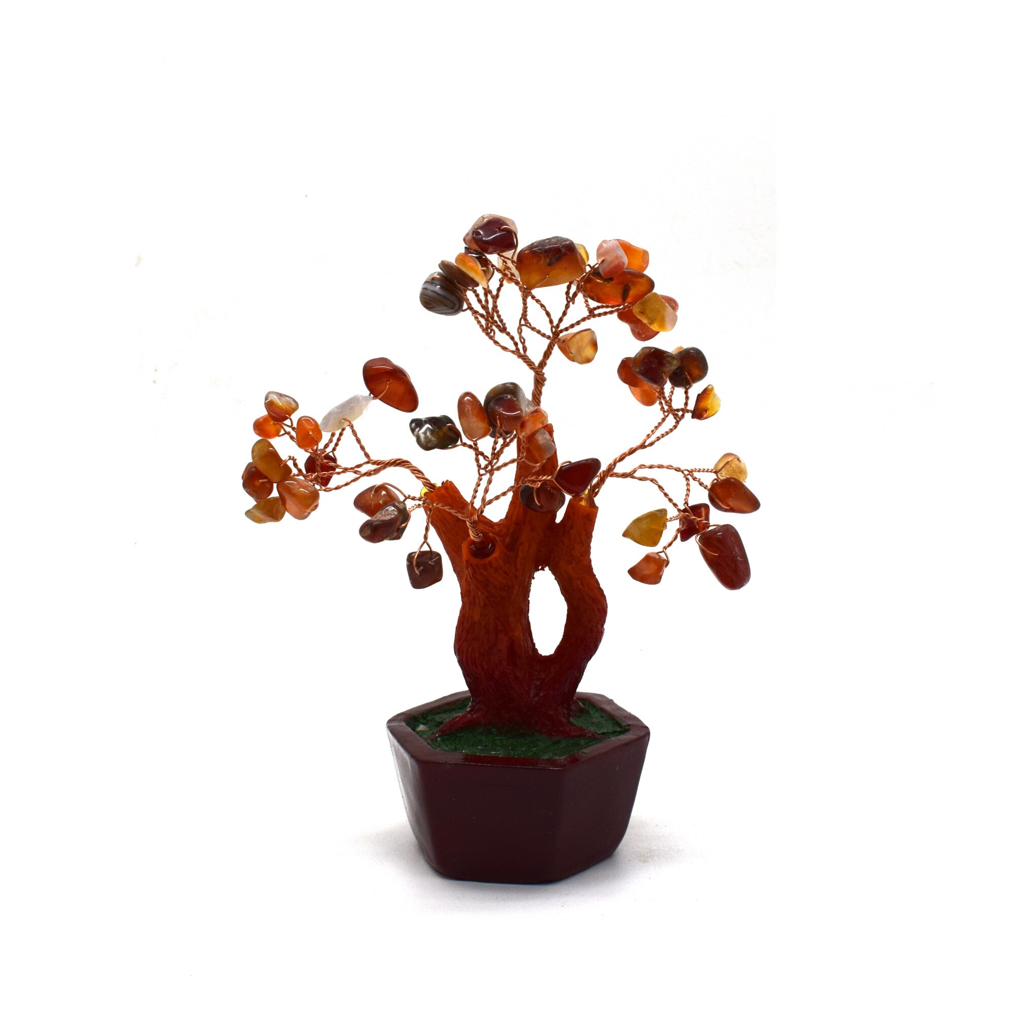 Copacel Feng Shui cu pietre semipretioase, Naimeed D3012, inaltime 17 cm, culoare Maro