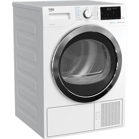 Uscator de rufe Beko DS9430SX, 9 kg, Clasa A++, Pompa de caldura EcoGentle, SteamTherapy, OptiSense, Aquawave, Alb